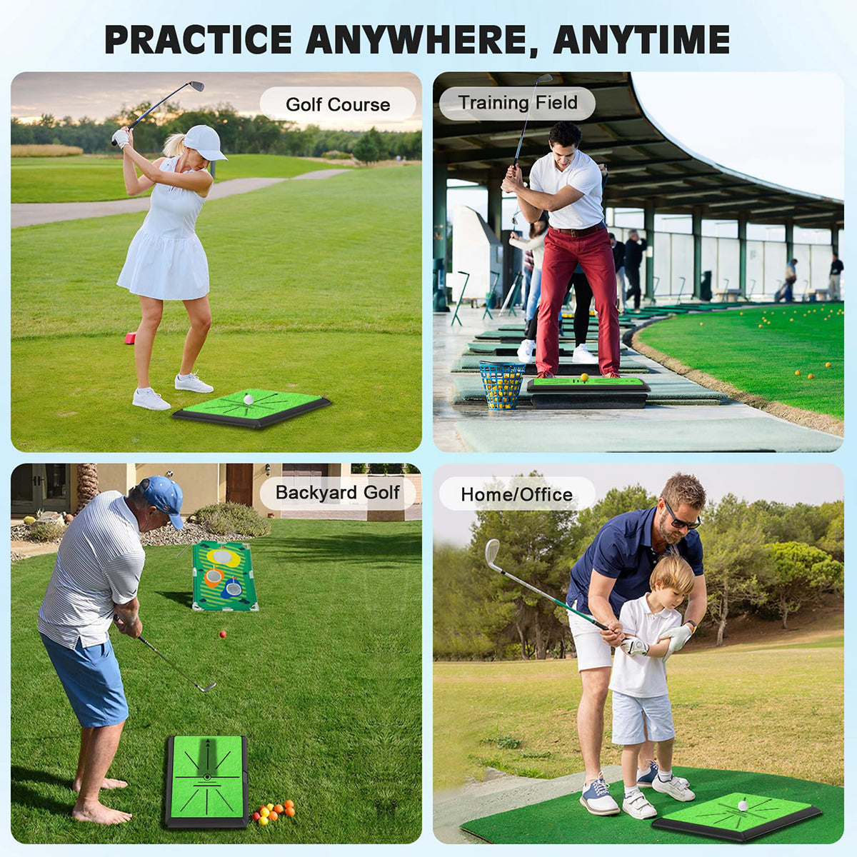 Golf Hitting Mat for Swing Path Feedback Detection Batting Training