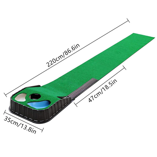 Golf Putting Mat with Bunker and Water Hazard Hole