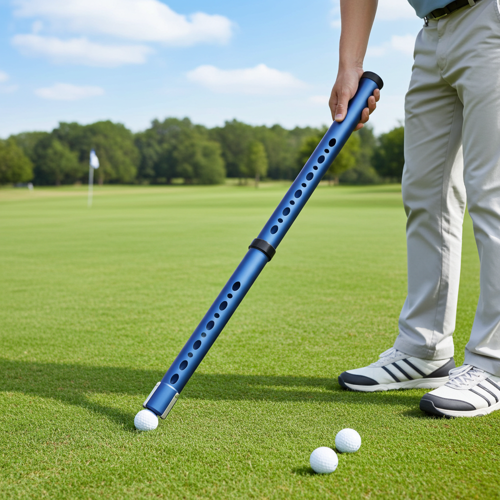 Golf Ball Retriever Tube 2 Sections Aluminium Alloy with Metal Hooks