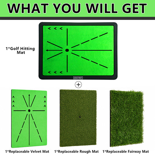 3-in-1 Golf Hitting Mat with Velvet Fairway Rough Mat