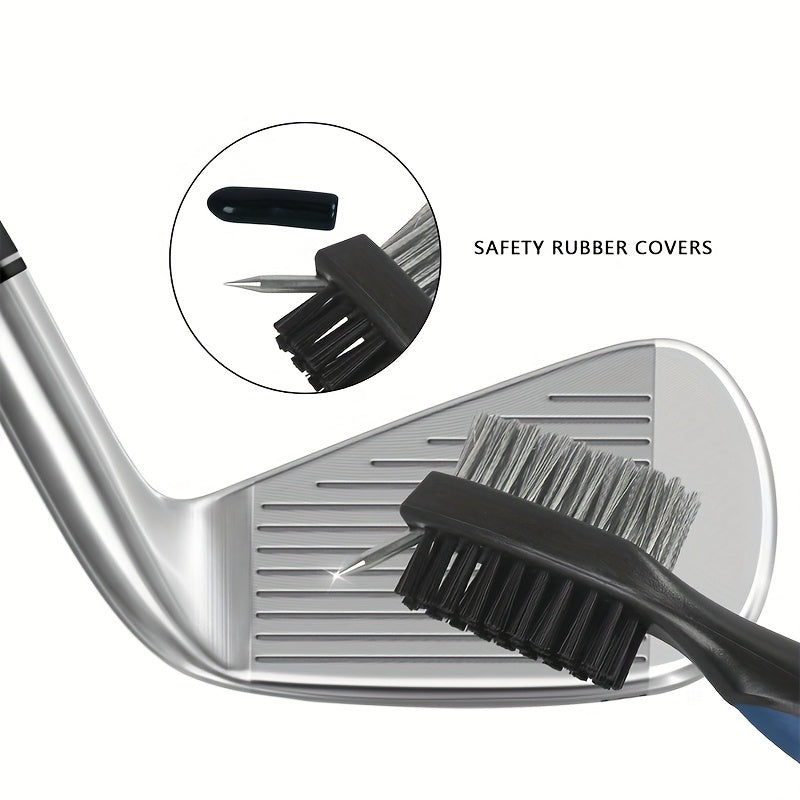Golf Club Double Faced Clean Brush with Retractable Zip-line