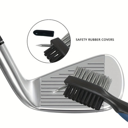 Golf Club Double Faced Clean Brush with Retractable Zip-line