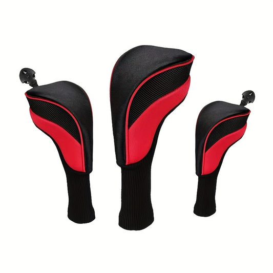 Golf Club Head Covers for Fairway Woods Driver Hybrids 3 Pieces