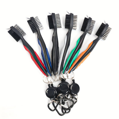 Golf Club Double Faced Clean Brush with Retractable Zip-line