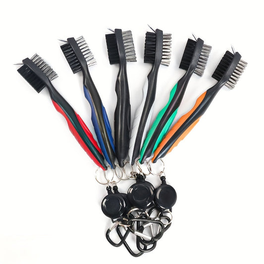 Golf Club Clean Brush  Double Faced with Retractable Zip-line