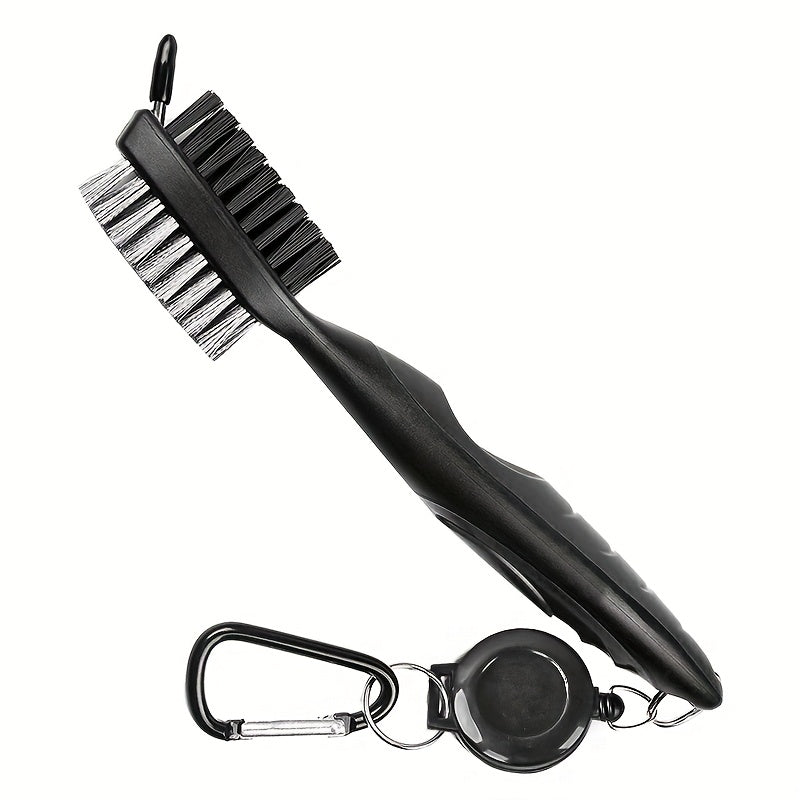 Golf Club Double Faced Clean Brush with Retractable Zip-line
