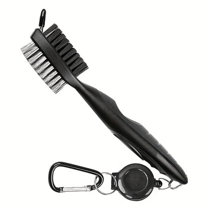 Golf Club Double Faced Clean Brush with Retractable Zip-line