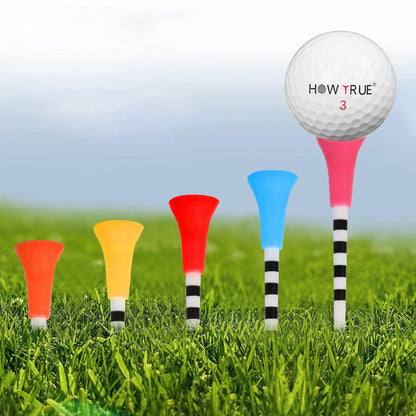 Rubber Big Cup Golf Tees Mixed Color with Stripes 3-1/4" 20 Pack