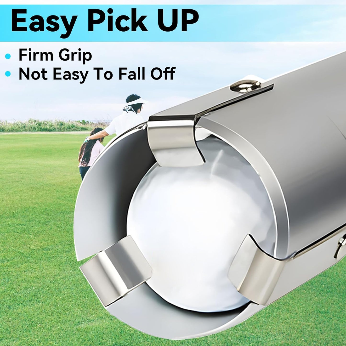 Golf Ball 3 Sections Aluminium Alloy Picker Tube with Metal Hooks