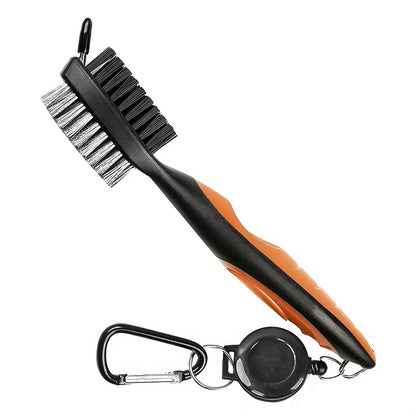 Golf Club Double Faced Clean Brush with Retractable Zip-line