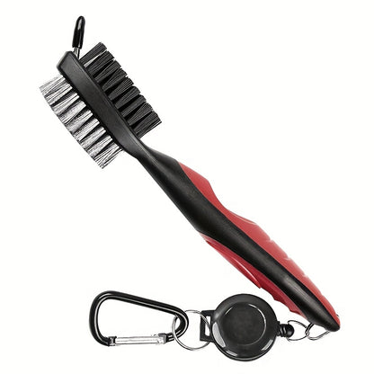 Golf Club Double Faced Clean Brush with Retractable Zip-line