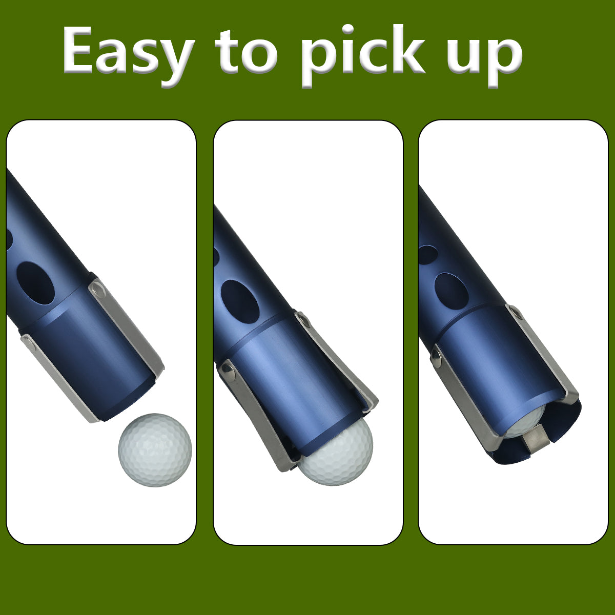 Golf Ball Retriever Tube 2 Sections Aluminium Alloy with Metal Hooks