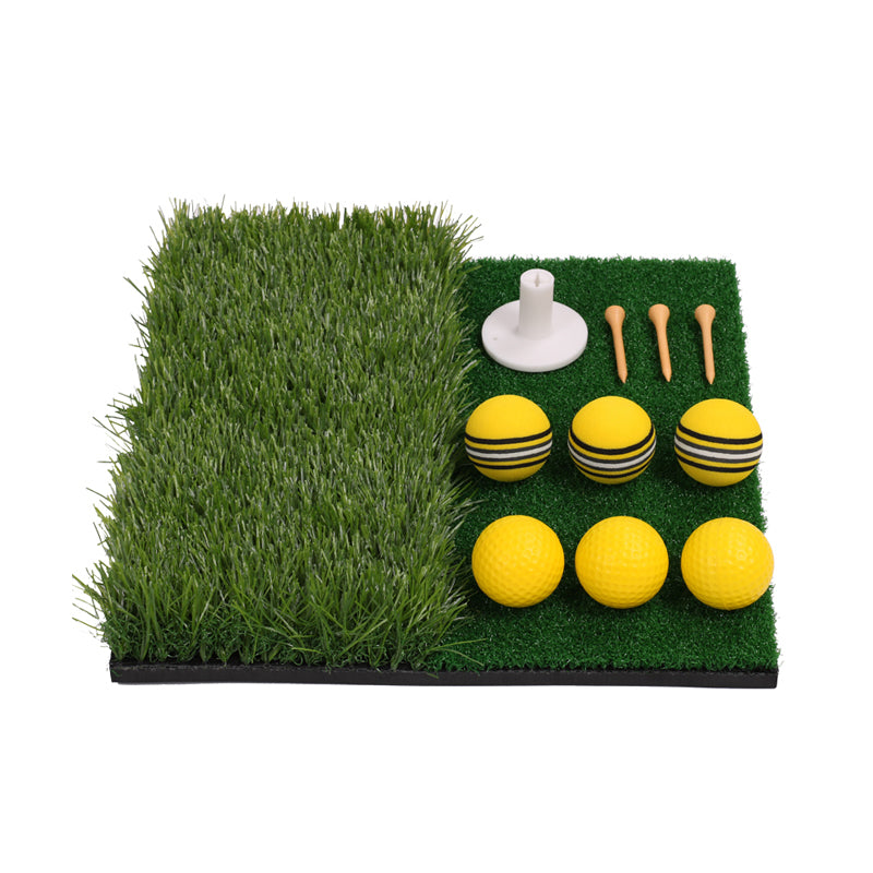 Dual-Turf Golf Practice Mat Set (30x30cm) – All Accessories Included