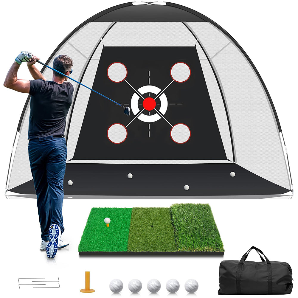 Golf Net with Golf Mat Practice Kit 10x7ft
