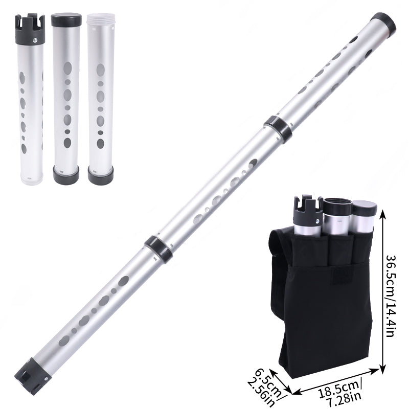 Golf Ball Picker Tube 3 Sections Aluminium Alloy with Plastic Hooks