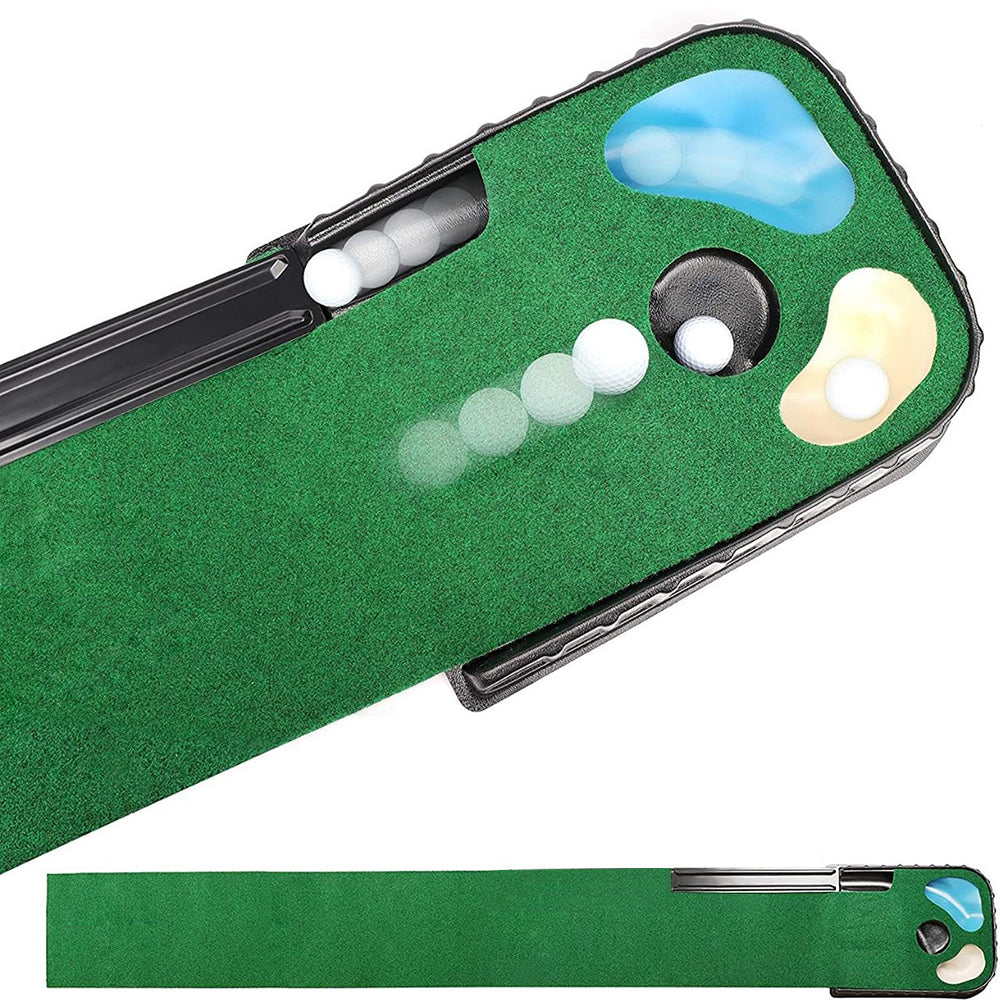 Golf Putting Mat with Bunker and Water Hazard Hole