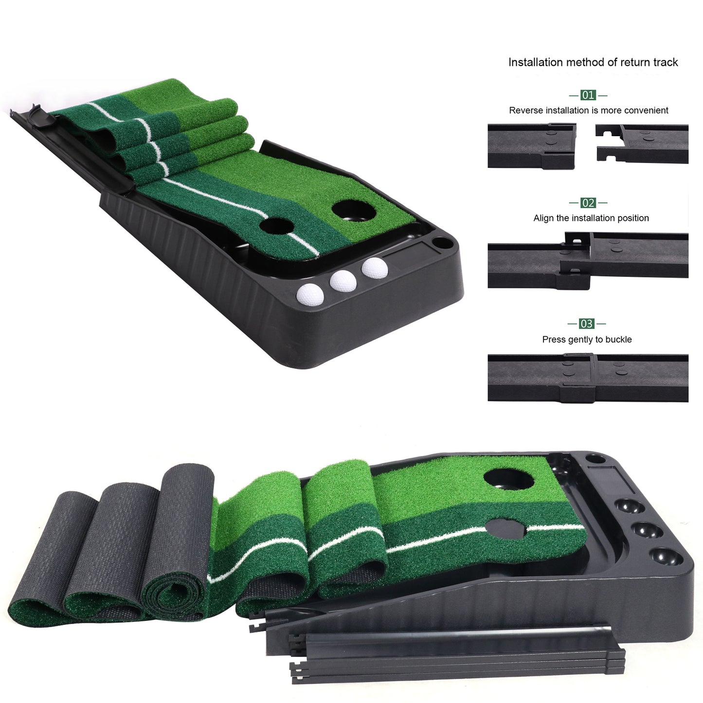 Golf Putting Mat with Putter and Balls