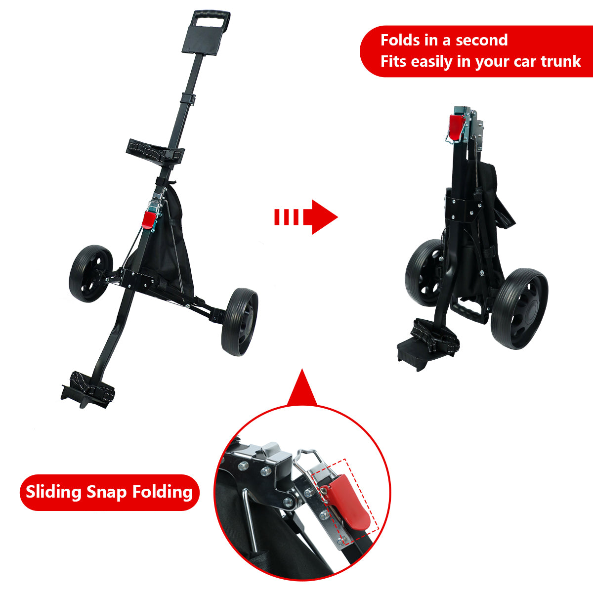 Two Wheel Golf Trolley Light Weight For Hand