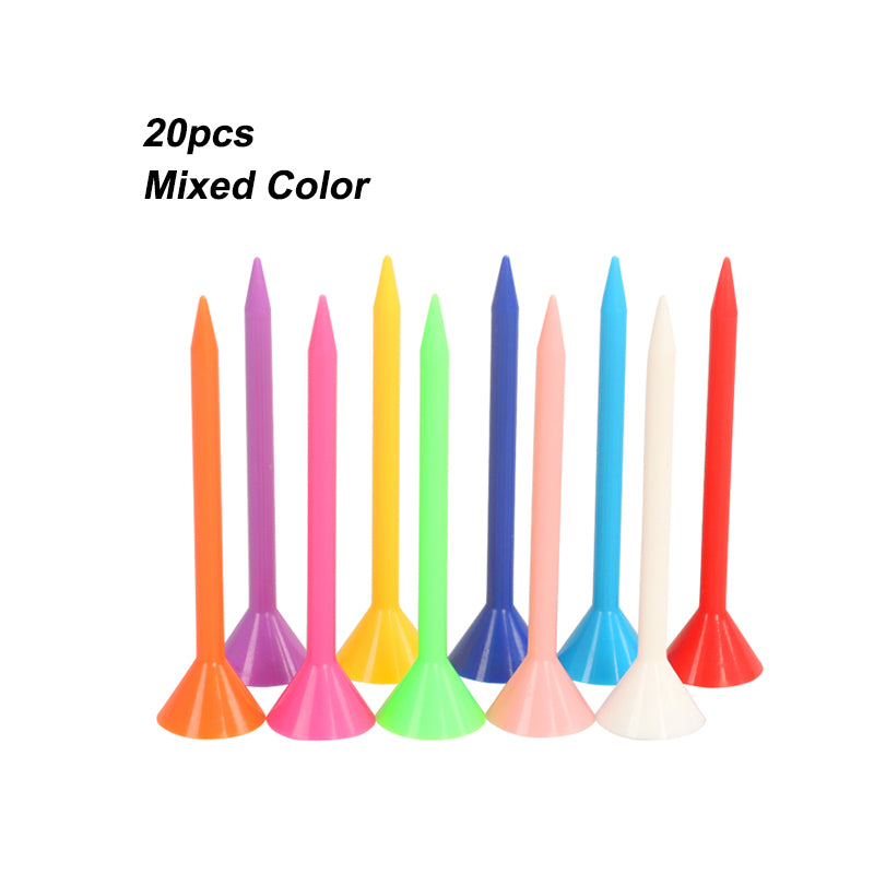 Plastic Golf Tees Larger Cup Mixed Color 3-1/4" 20 Pack