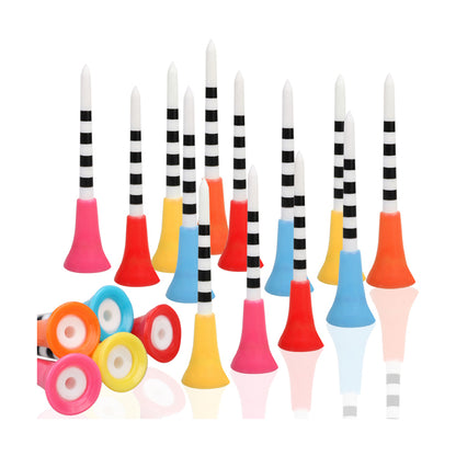 Rubber Big Cup Golf Tees Mixed Color with Stripes 3-1/4" 20 Pack
