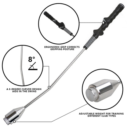 Golf Swing Trainer Aid with Weighted Iron Head