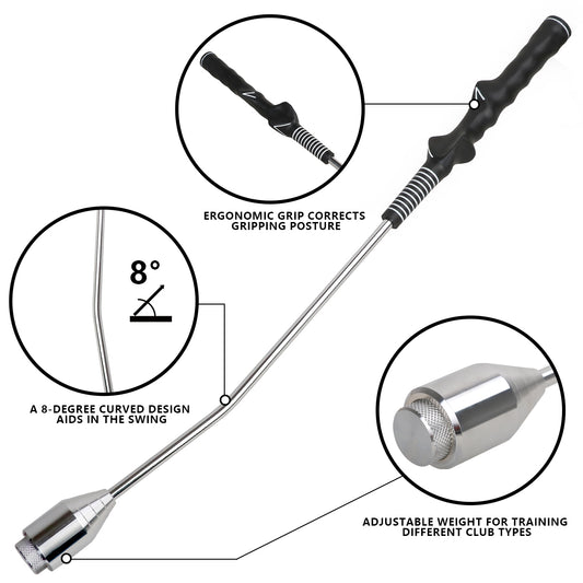 Golf Swing Trainer Aid with Weighted Iron Head