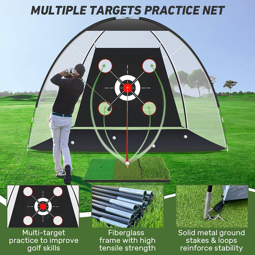 Golf Net with Golf Mat Practice Kit 10x7ft