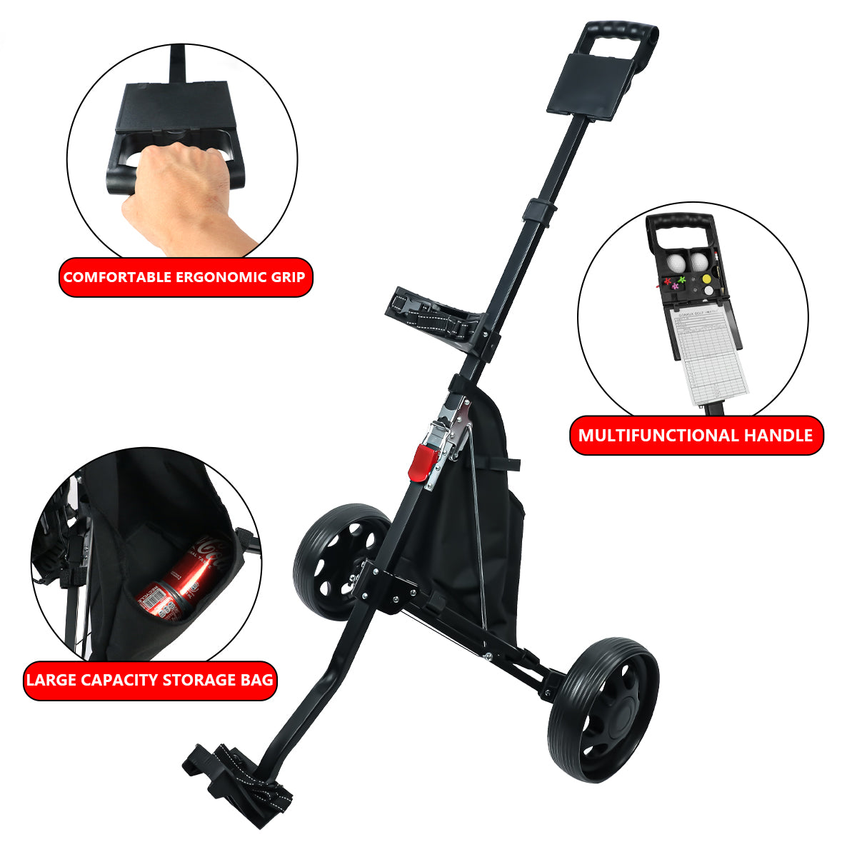 Two Wheel Golf Trolley Light Weight For Hand