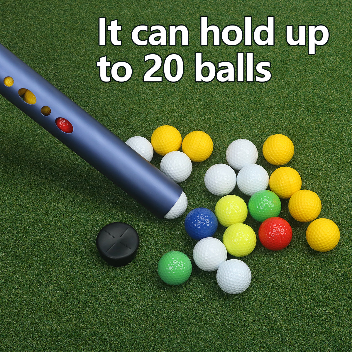 Golf Ball Retriever Tube 2 Sections Aluminium Alloy with Metal Hooks