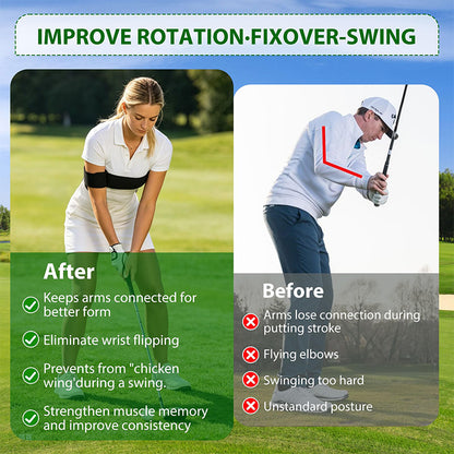 Golf Swing Training Aid Arm Band - Elastic Posture Correction Strap for Swing Consistency & Tempo