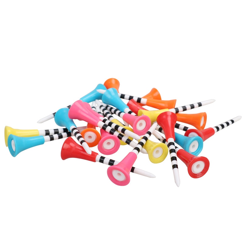 Rubber Big Cup Golf Tees Mixed Color with Stripes 3-1/4" 20 Pack