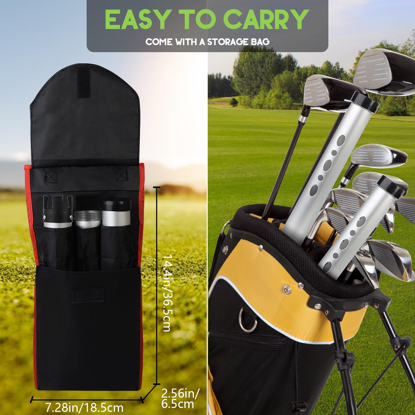 Golf Ball Picker Tube 3 Sections Aluminium Alloy with Plastic Hooks