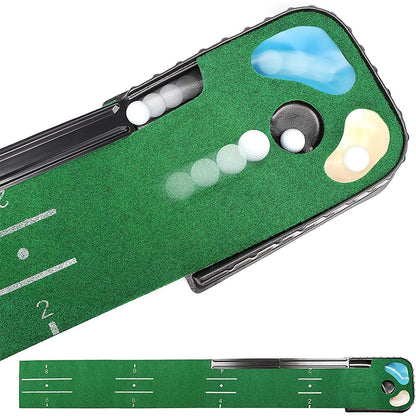 9FT Golf Putting Mat with Scale,  Bunker and Water Hazard Hole