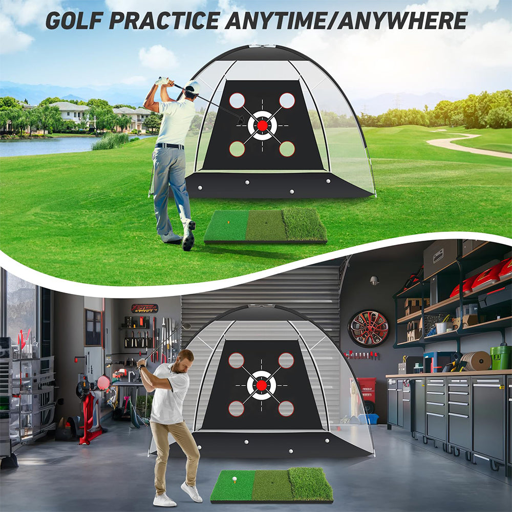 Golf Net with Golf Mat Practice Kit 10x7ft