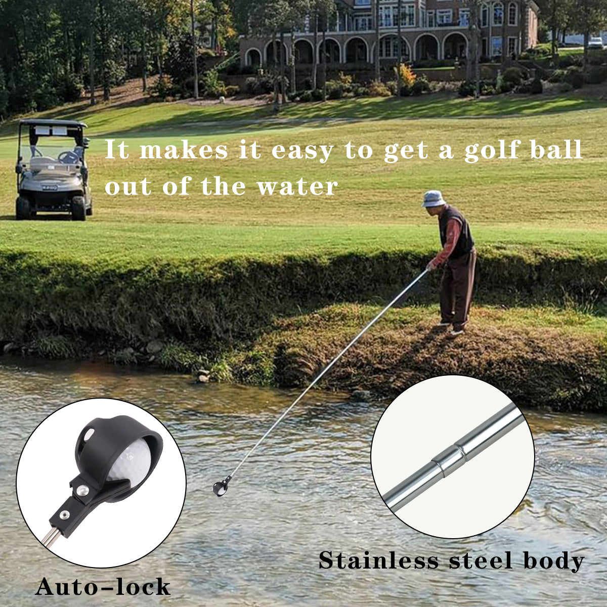 Stainless steel Telescopic Extendable Golf Ball Retriever