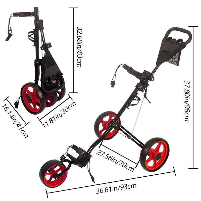 Golf Push Cart 3 Wheel Trolley