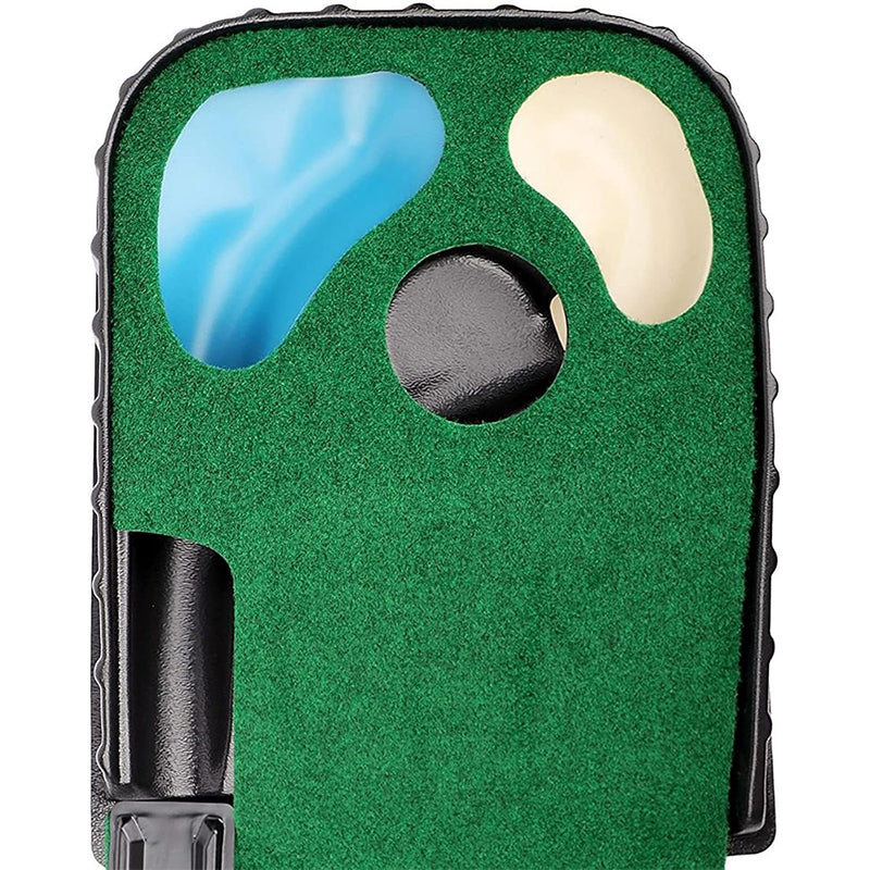 9FT Golf Putting Mat with Scale,  Bunker and Water Hazard Hole