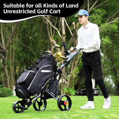 Deluxe 3 Wheel Golf Push Cart Black Frame