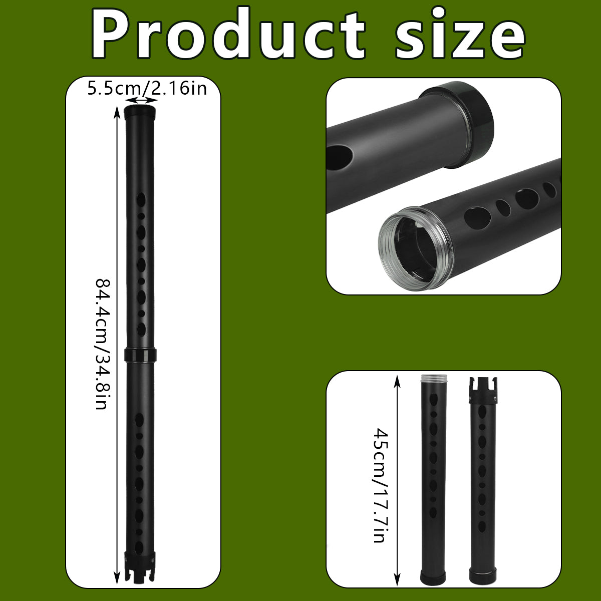 Golf Ball Picker Tube 2 Sections Aluminium Alloy  with Plastic Hooks