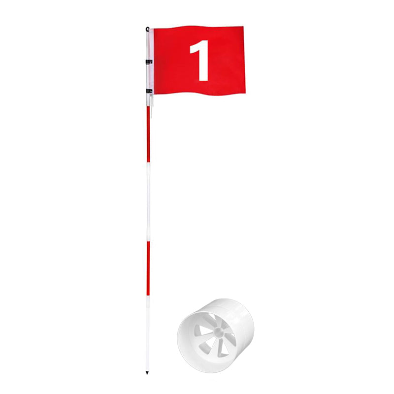 Golf 6ft Flag stick and Cup Glass Fiber 5-Section Design with Connectors
