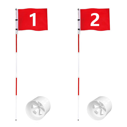Golf 6ft Flag stick and Cup Glass Fiber 5-Section Design with Connectors