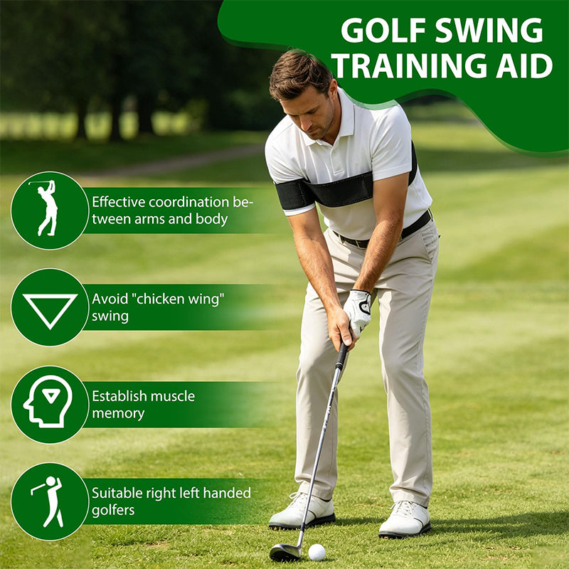 Golf Swing Training Aid Arm Band - Elastic Posture Correction Strap for Swing Consistency & Tempo