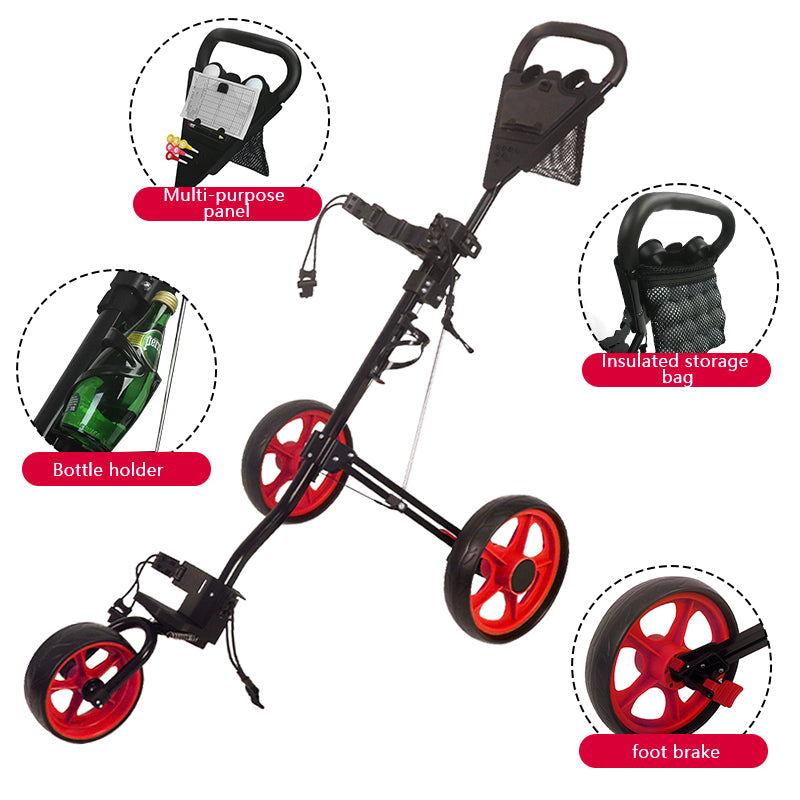 Golf Push Cart 3 Wheel Trolley