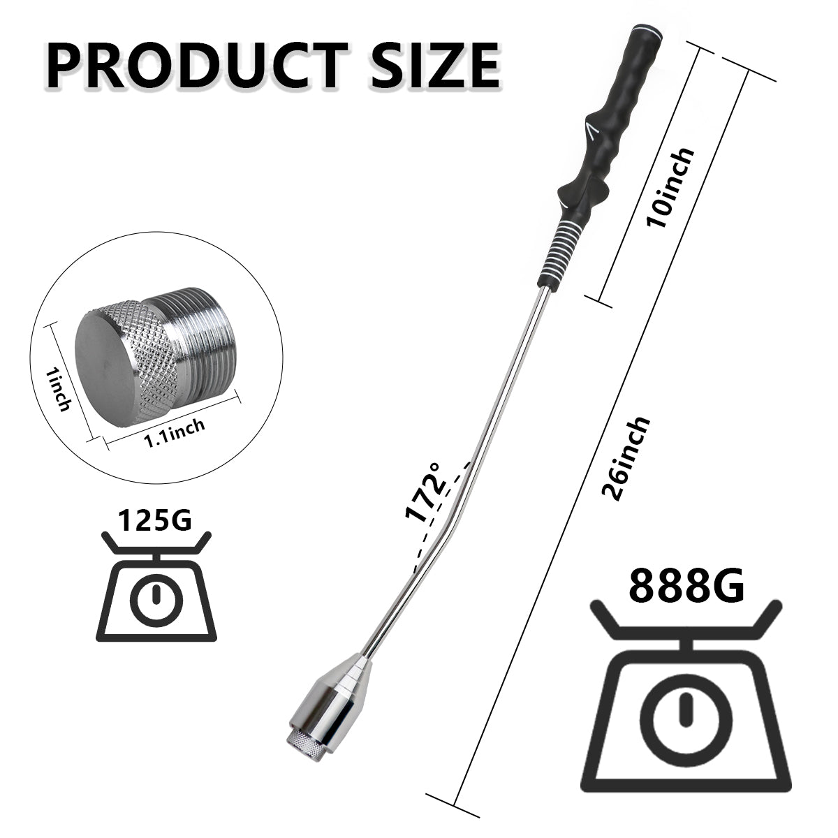 Golf Swing Trainer Aid with Weighted Iron Head