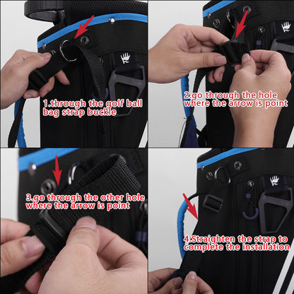 Golf Bag Straps Replacement Adjustable Double Shoulder Use for 4 Clips