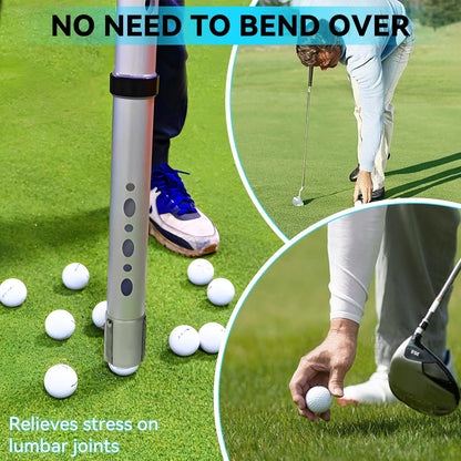 Golf Ball 3 Sections Aluminium Alloy Picker Tube with Metal Hooks