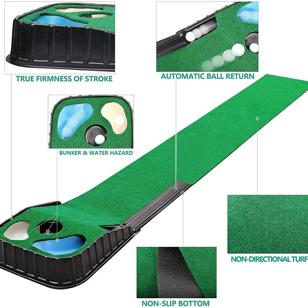 Golf Putting Mat with Bunker and Water Hazard Hole
