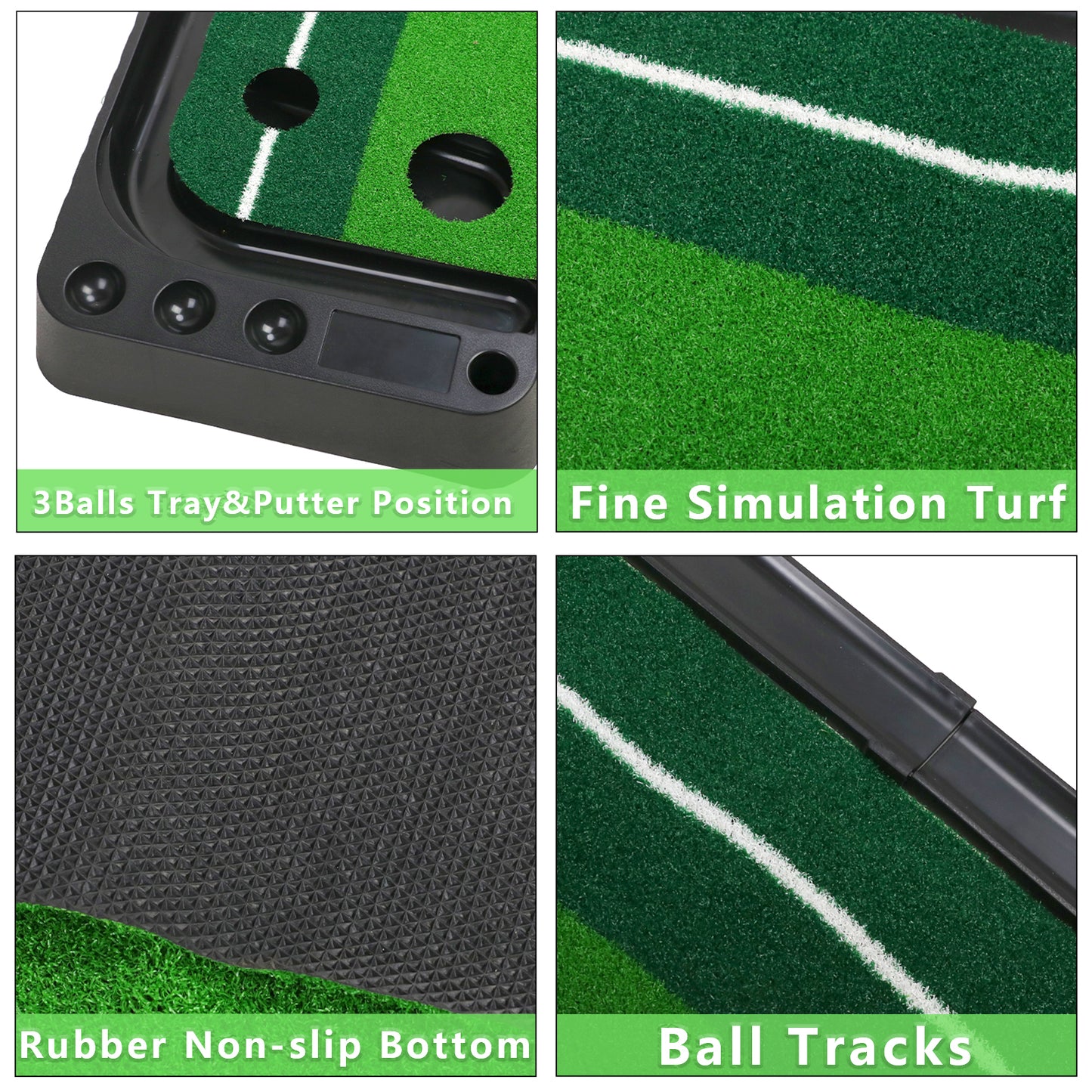 Golf Putting Mat with Putter and Balls