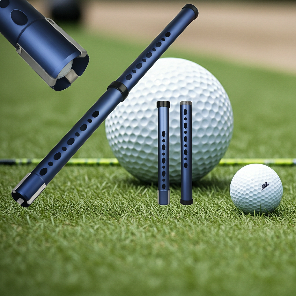 Golf Ball Retriever Tube 2 Sections Aluminium Alloy with Metal Hooks