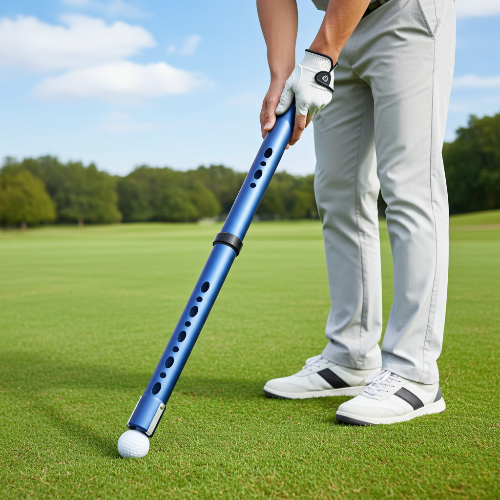 Golf Ball Retriever Tube 2 Sections Aluminium Alloy with Metal Hooks